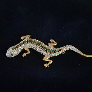 Carolee Elegant Gold and Green Salamander Brooch